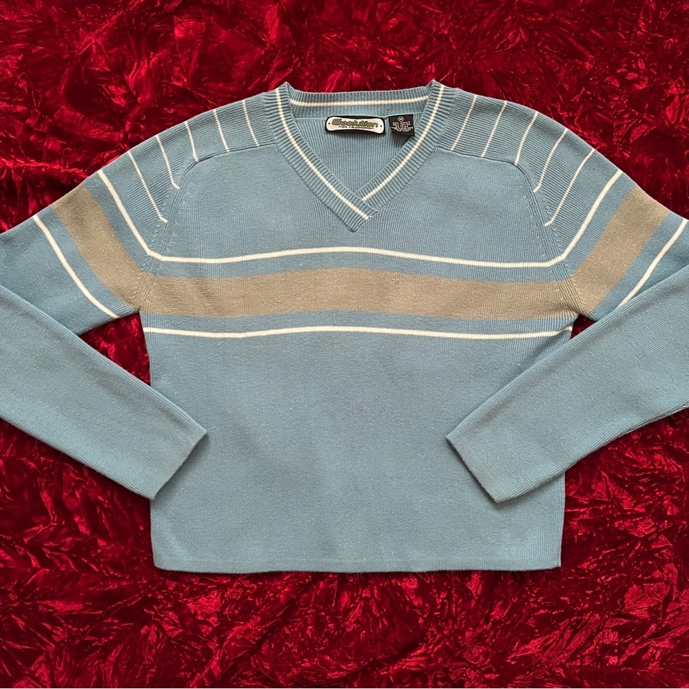 Vintage Evolution Cropped V Neck Sweater